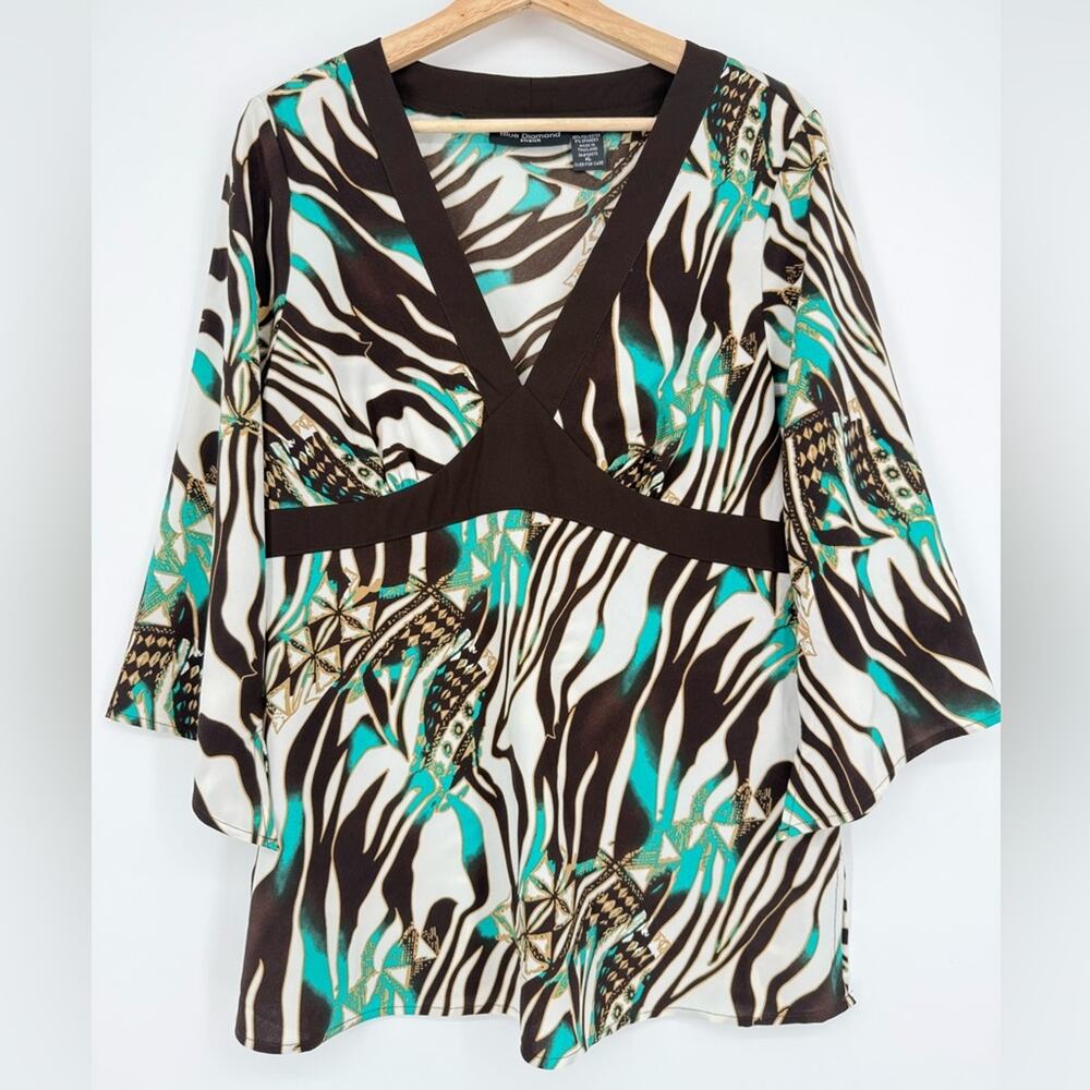 Blue Diamond Vintage Y2k Stretch Babydoll Top Blouse‎ XL